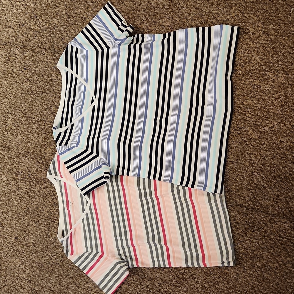 Croft & Barrow V-Neck Striped Classic Tee Shirts Size 1X